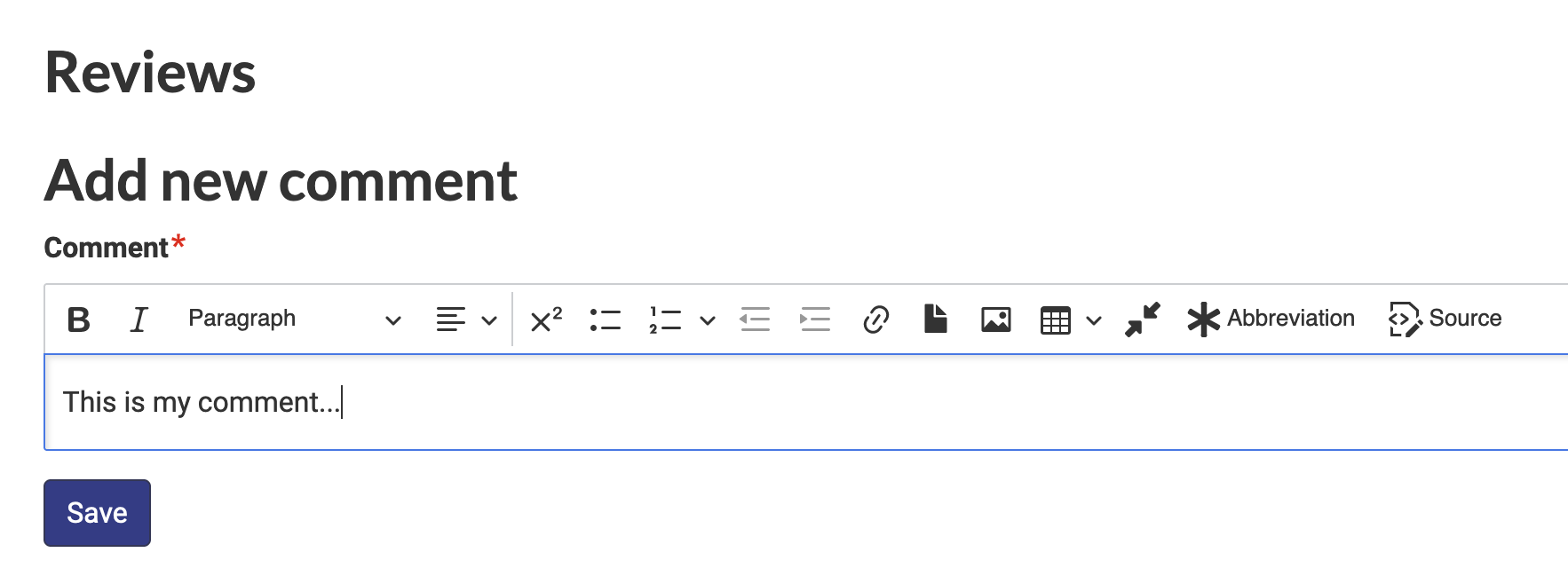 Comment field